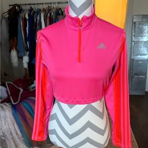 Vintage Adidas Women's Pink and Red Cropped Top